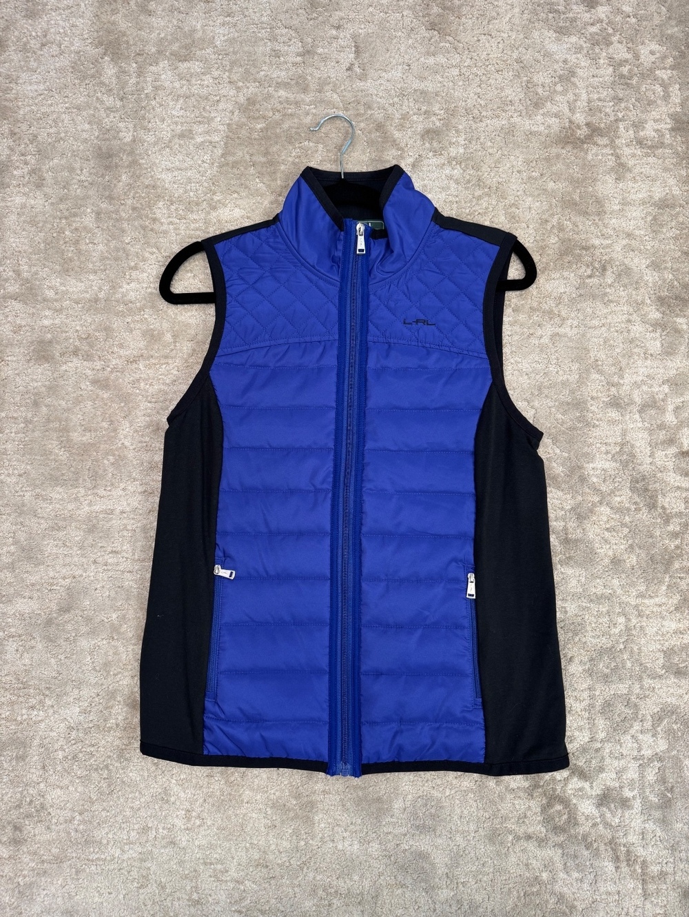 Lauren Active Ralph Lauren L-RL Blue Black Quilted Vest Womens M Y2K